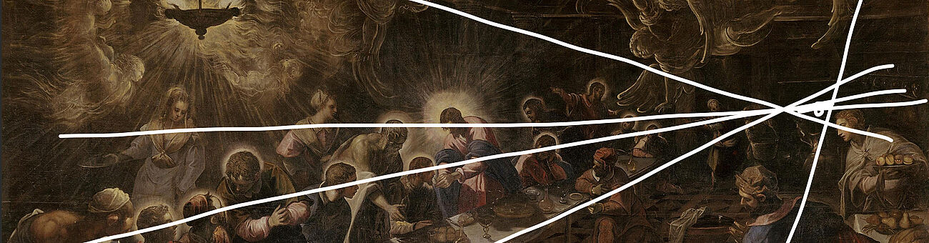 Participant’s drawing of the composition lines on Tintoretto’s Last Supper (1592)
